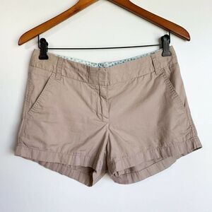 J Crew 3" Chino Shorts Size 2 Broke In Cotton Style 36234 Khaki Pockets